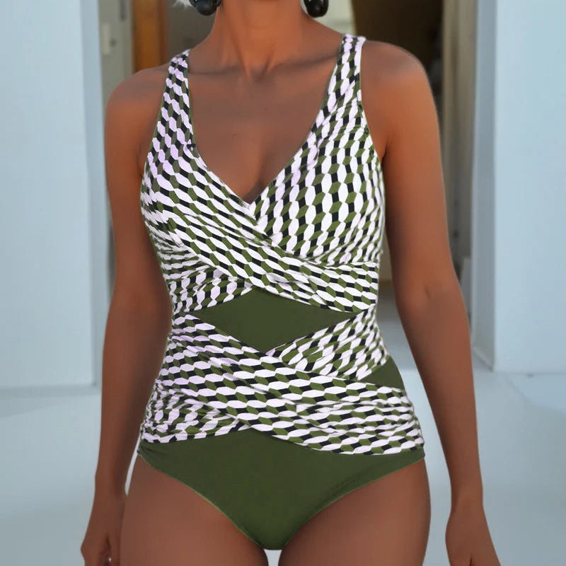 Wendy | Wrap-Front Cross-Detail Swimsuit - Velvet Haven