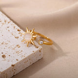 Vintage Stainless Steel Rotating Sun Opal Ring