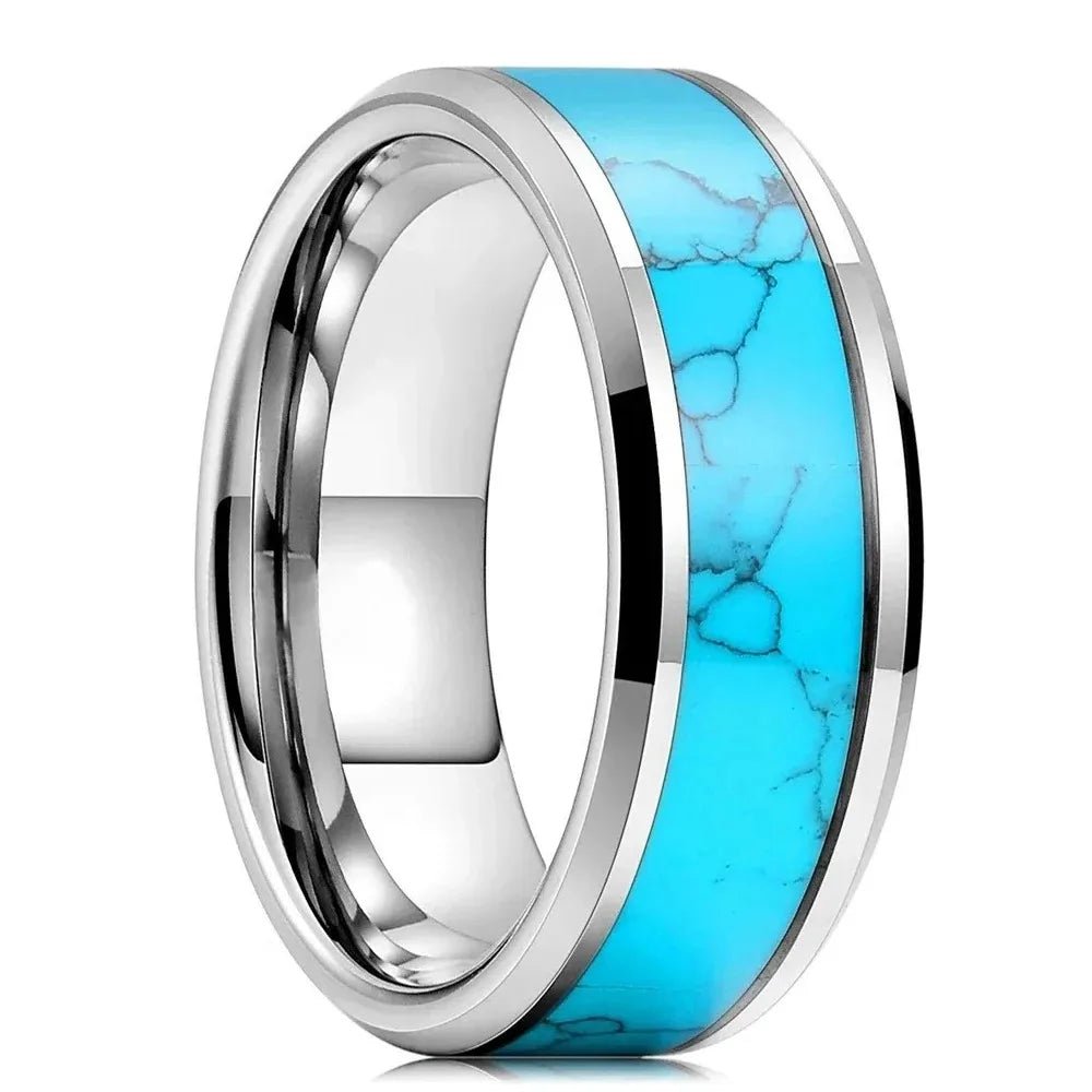 Sophisticated Stainless Steel Turquoise Ring - Velvet Haven