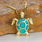 Vintage Gold Green Fire Opal Turtle Pendant Necklace - Velvet Haven