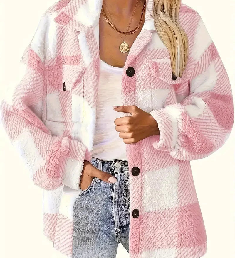Martine | Stylish Plaid Fleece Jacket