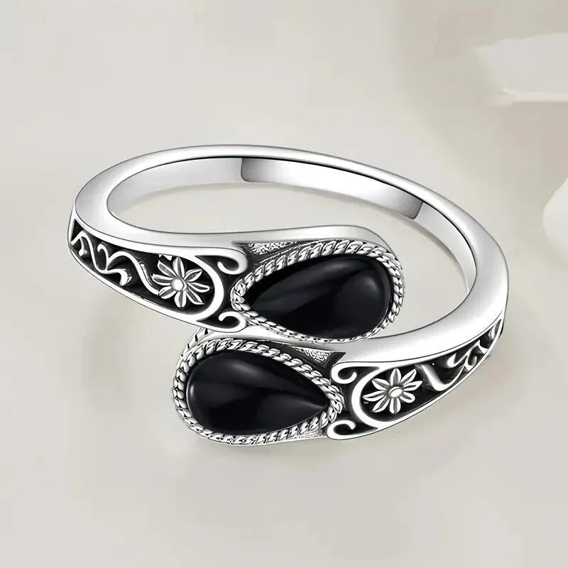 Elegant Moonstone Flower Ring - Velvet Haven