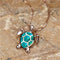Vintage Gold Green Fire Opal Turtle Pendant Necklace - Velvet Haven