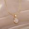 Chic Gold Stainless Steel Water Drop Opal Pendant Necklace - Velvet Haven