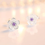 Zircon Flower Stud Earrings