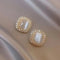 Chic Square Opal and CZ Crystal Stud Earrings - Velvet Haven