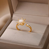 Vintage Stainless Steel Rotating Sun Opal Ring