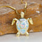 Vintage Gold Green Fire Opal Turtle Pendant Necklace - Velvet Haven