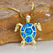 Vintage Gold Green Fire Opal Turtle Pendant Necklace - Velvet Haven