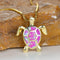 Vintage Gold Green Fire Opal Turtle Pendant Necklace - Velvet Haven