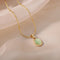 Chic Gold Stainless Steel Water Drop Opal Pendant Necklace - Velvet Haven