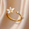 Romantic Gold Zircon Five-Petal Flower Ring - Velvet Haven