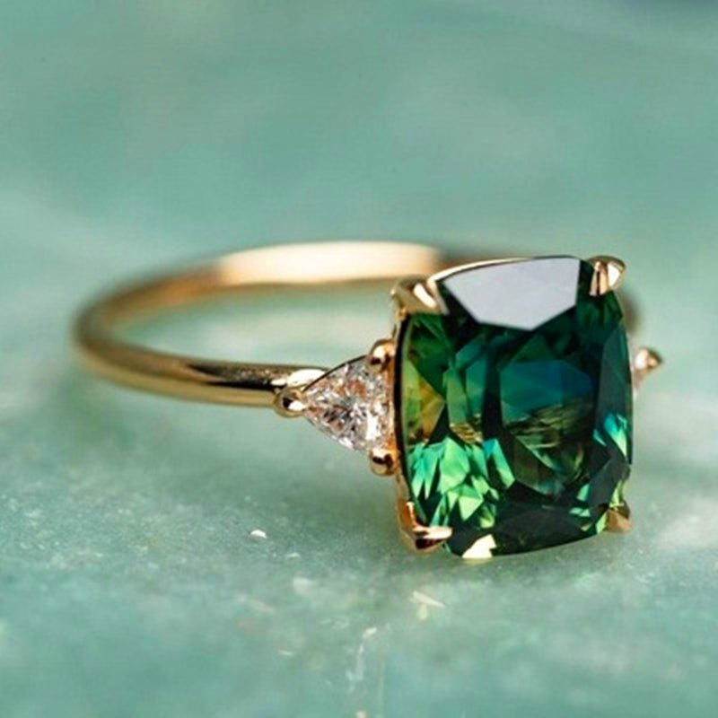 Fortune Green Gem Ring - Velvet Haven