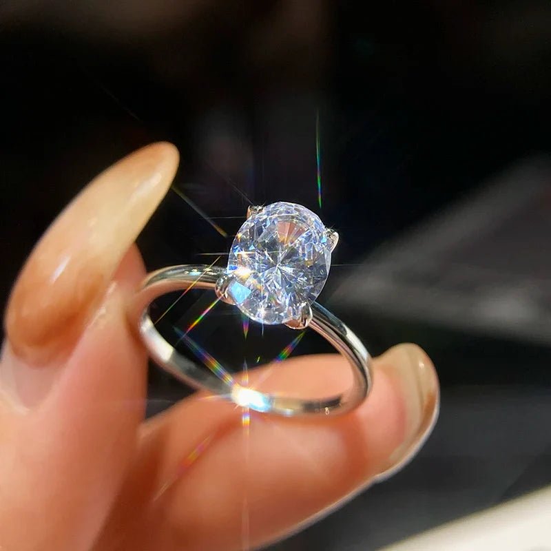 Sophisticated Sterling Silver Oval Cut Engagement Ring - Velvet Haven