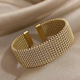 Elegant Braided Mesh Bracelet with Open Design