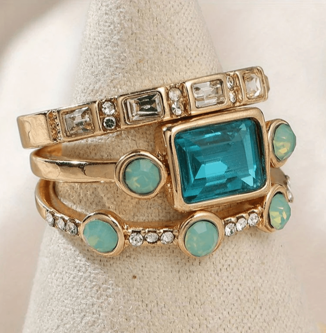 Classic Vintage Crystal Ring Set - Velvet Haven