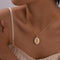 Gold Mary Oval Pendant Necklace - Velvet Haven