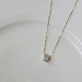 Sterling Silver 18K Gold Plated Zircon Necklace