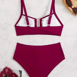 Anne | High-Waisted Bikini Set with Gold U-Detail