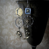 Sun-Moon Pendant Drop Earrings