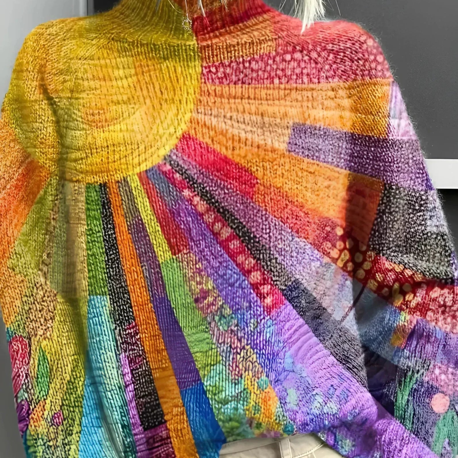Mila | Vibrant & Colourful Turtleneck Sweater - Velvet Haven