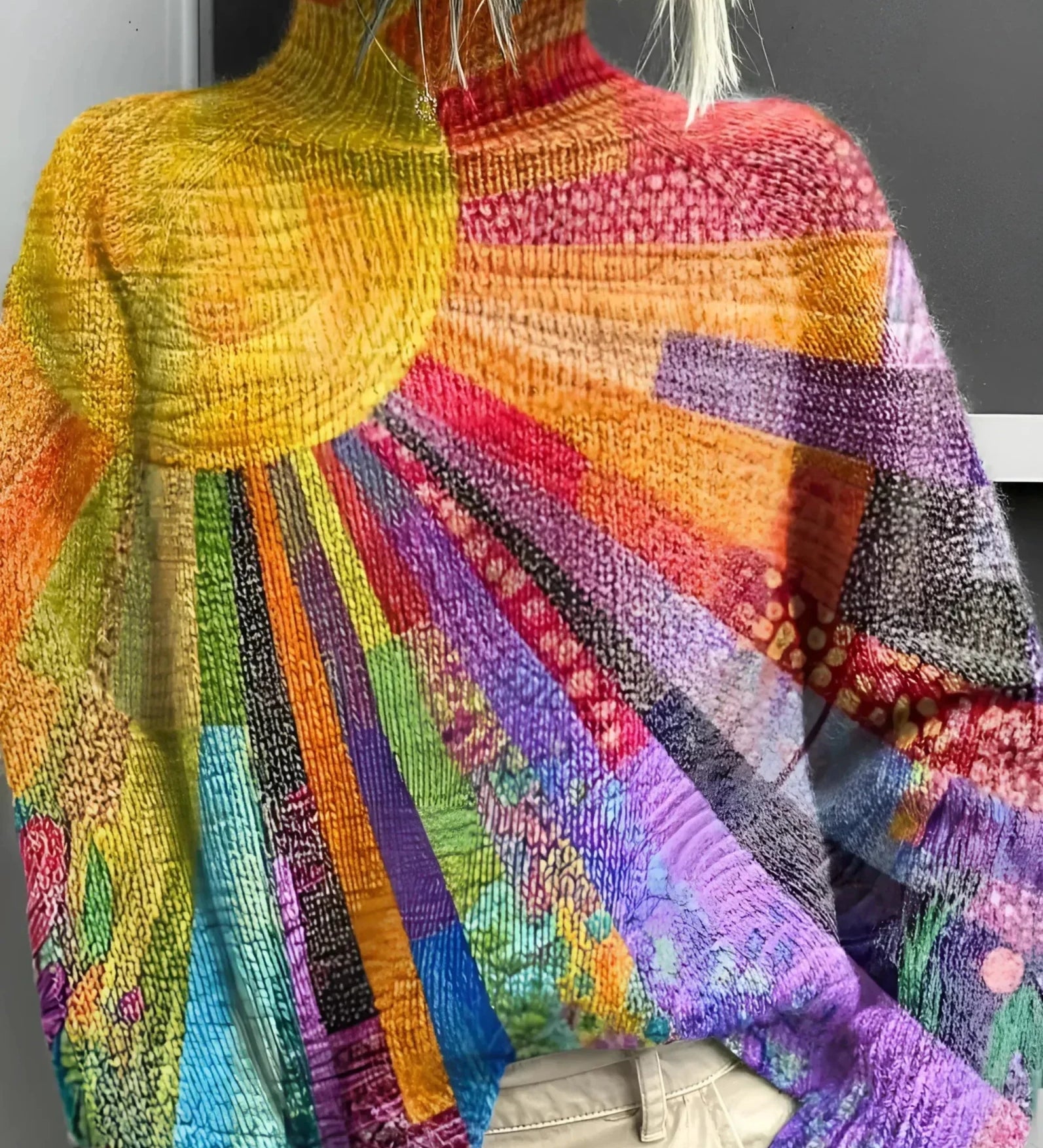Mila | Vibrant & Colourful Turtleneck Sweater - Velvet Haven