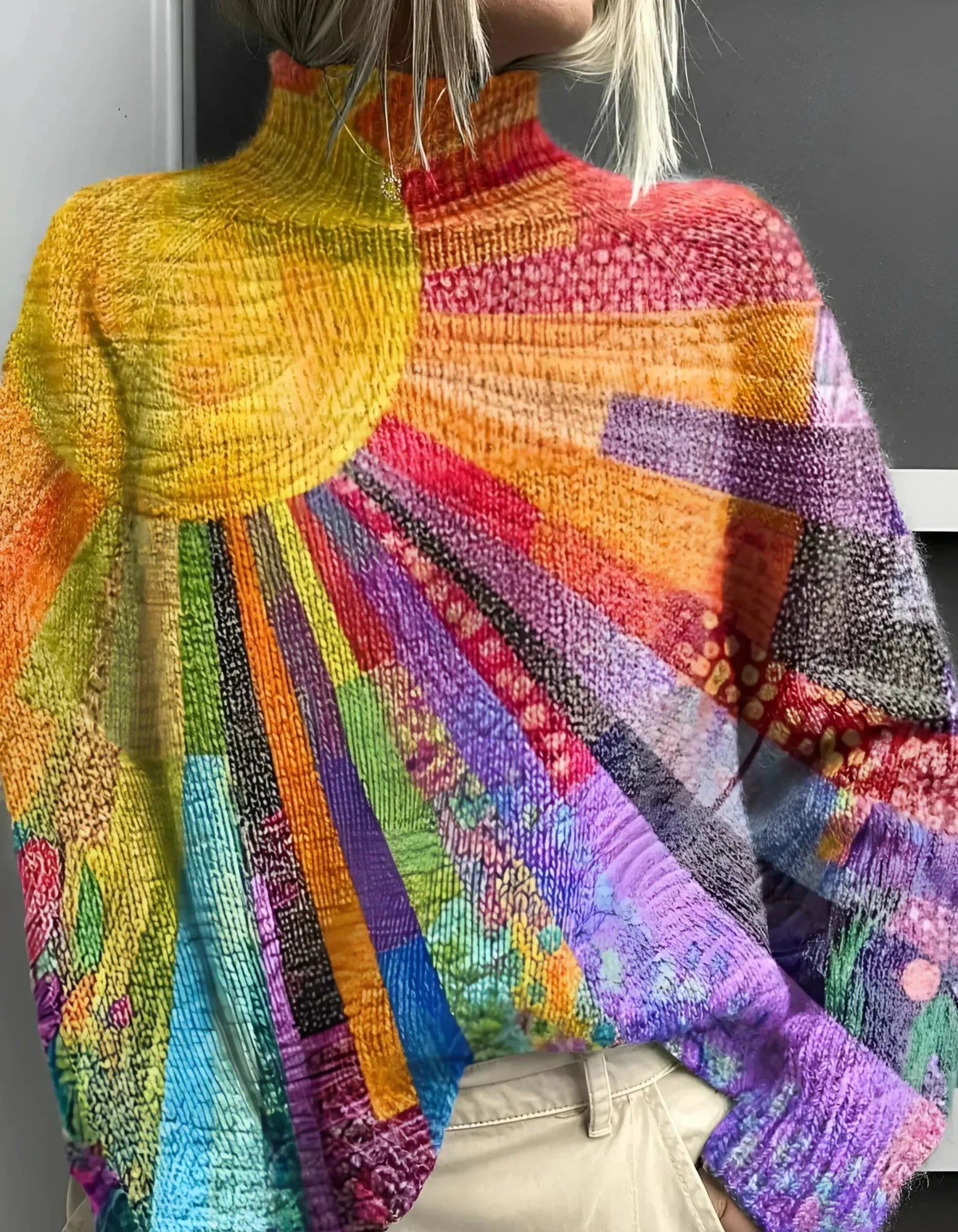 Mila | Vibrant & Colourful Turtleneck Sweater - Velvet Haven