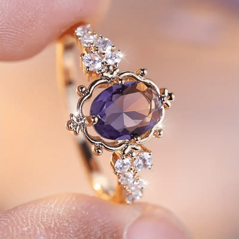 Radiant Purple Gold Ring - Velvet Haven