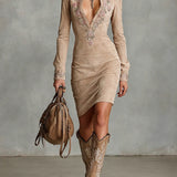 Harper | Slim Suede Midi Dress