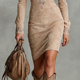 Harper | Slim Suede Midi Dress