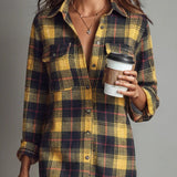 Talia | Flannel Long Sleeve Midi Dress