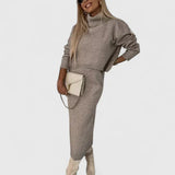 Chrystahl | Elegant Dress & Turtle Neck Sweater Set