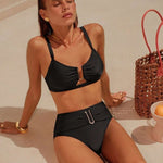 Anne | High-Waisted Bikini Set with Gold U-Detail - Velvet Haven
