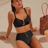 Anne | High-Waisted Bikini Set with Gold U-Detail - Velvet Haven