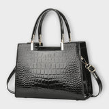 Celeste | Glossy Crocodile Pattern Handbag
