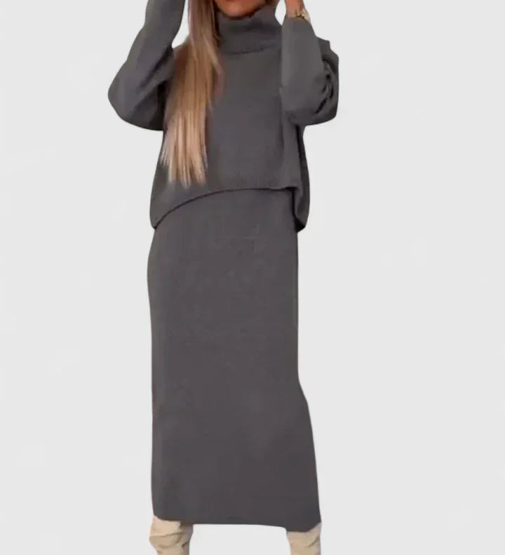 Chrystahl | Elegant Dress & Turtle Neck Sweater Set