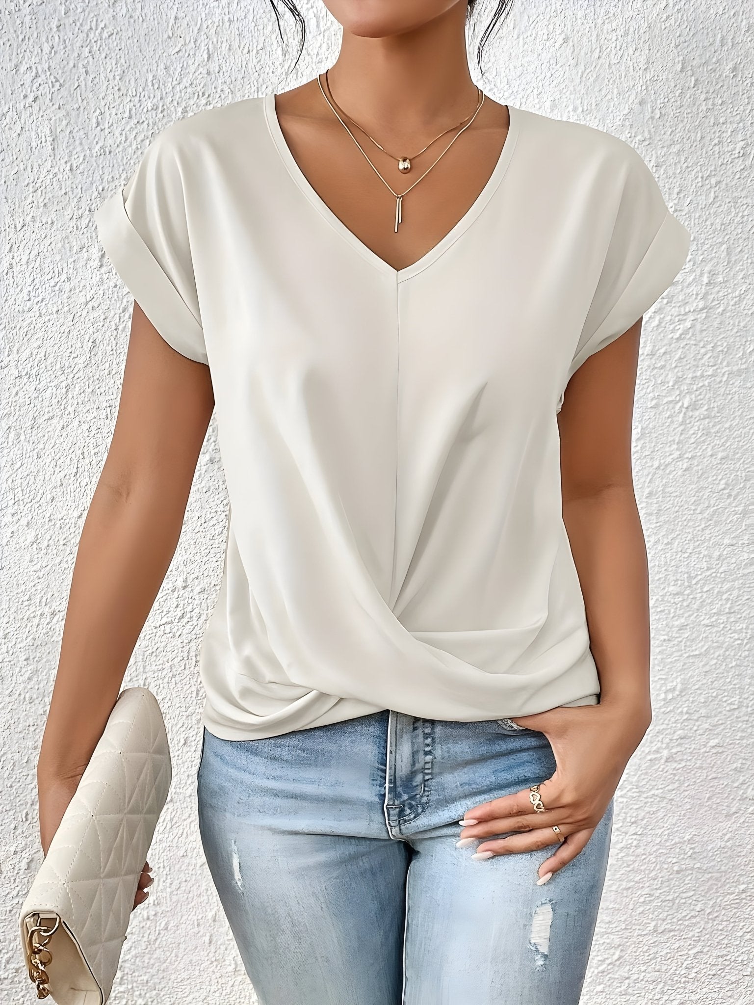 Maia | Twist Front V-Neck Top - Velvet Haven