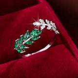 Antique Green Leaf Ring