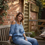 👗👖 Cold-Shoulder Jumpsuit with Wide-Leg Cut and Pockets - Velvet Haven