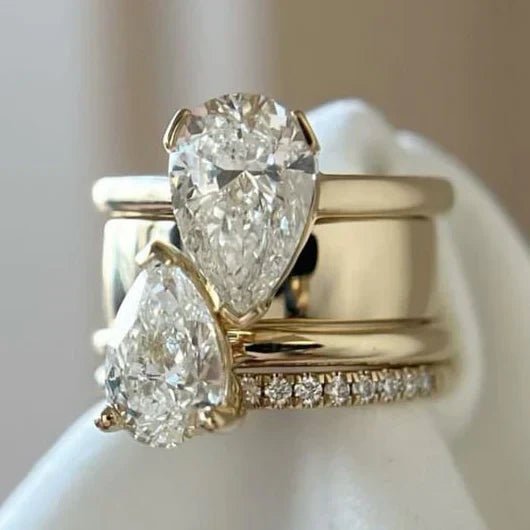 Vintage Double Zirconia Drop Ring - Velvet Haven
