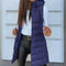 Rain | Casual Sleeveless Hood Long Puffer Vest - Velvet Haven
