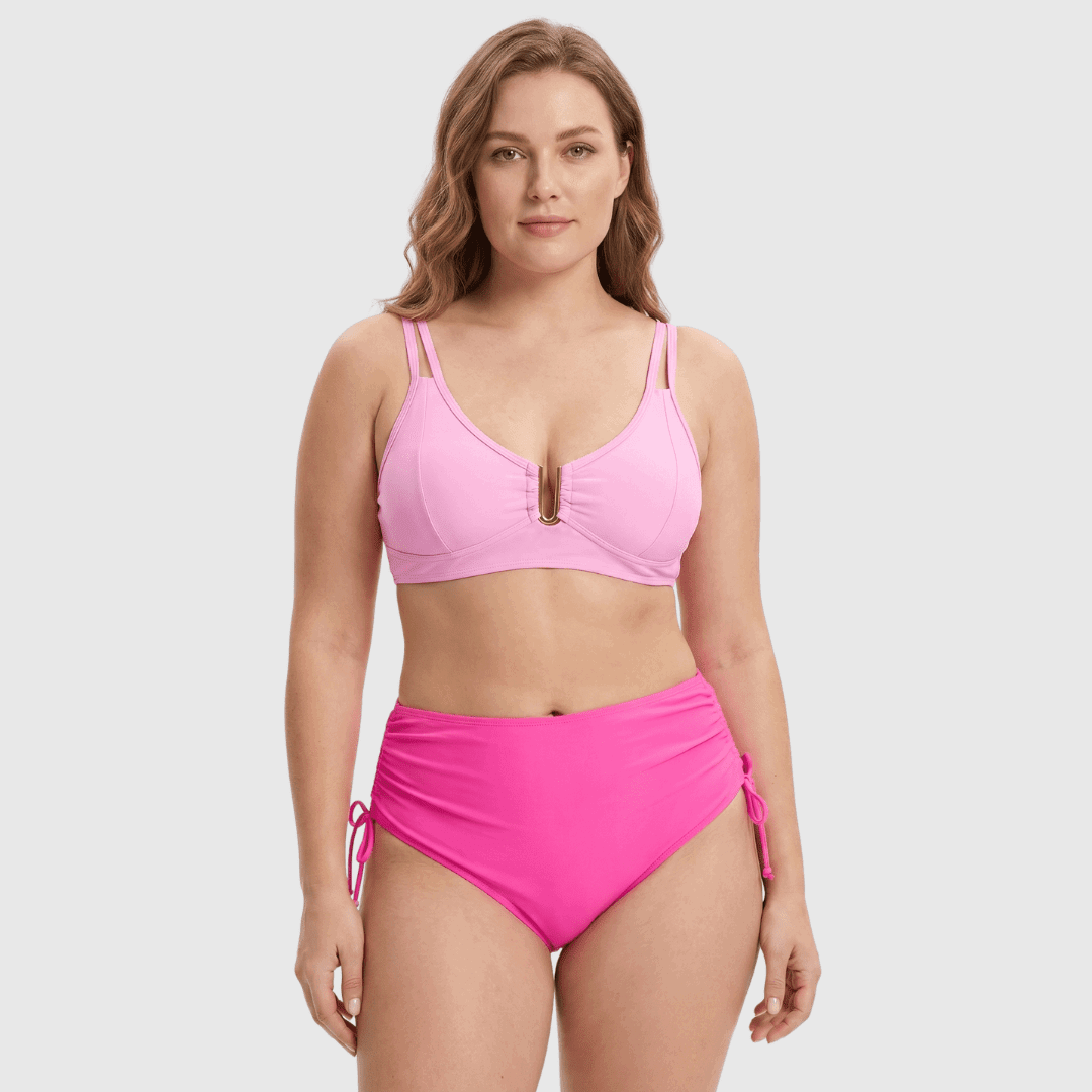 Emilia | High-Waisted Bikini with U-Ring Detail Top - Velvet Haven
