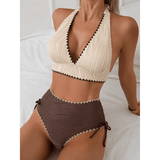 Femke | High-Waisted Boho Ribbed Bikini Set - Velvet Haven