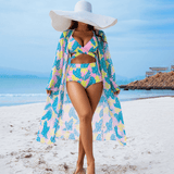 Floor | 3-Piece Floral Bikini Set with Complimentary Cover-Up - Velvet Haven