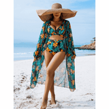 Floor | 3-Piece Floral Bikini Set with Complimentary Cover-Up - Velvet Haven