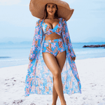 Floor | 3-Piece Floral Bikini Set with Complimentary Cover-Up - Velvet Haven
