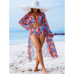 Floor | 3-Piece Floral Bikini Set with Complimentary Cover-Up - Velvet Haven