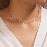 Gold-Plated Necklace with Colorful Pebble Accents
