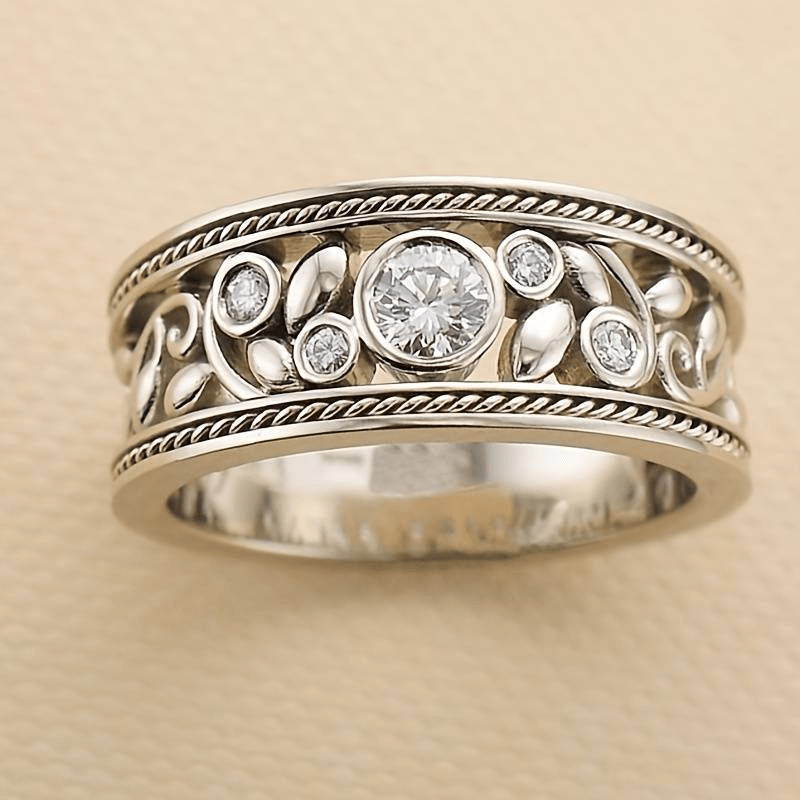 Luxury Silver Ring with Zirconia Stones - Velvet Haven