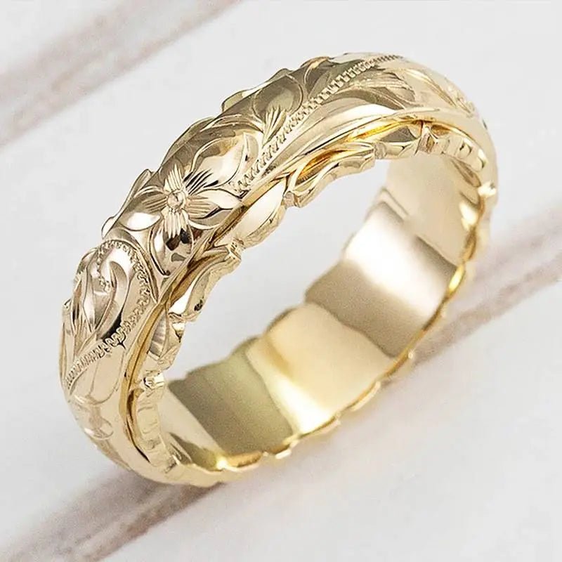 Antique-Inspired Gold Flower Ring - Velvet Haven